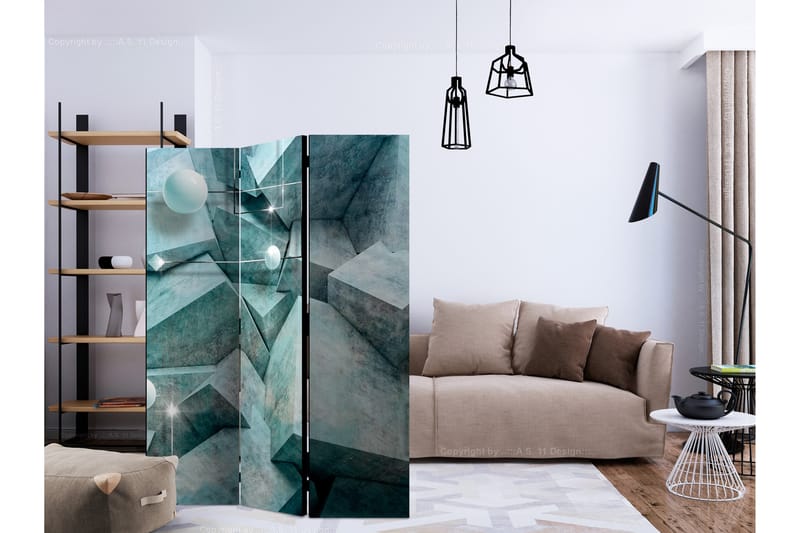 RUMSAVDELARE Concrete Cubes Green 135x172 cm - Artgeist sp. z o. o. - Inredning & dekor - Dekor & inredningsdetaljer - Rumsavdelare