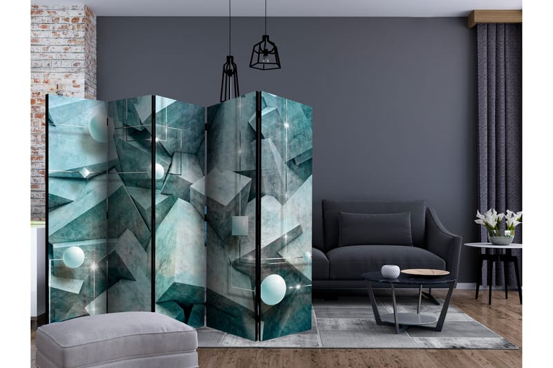 RUMSAVDELARE Concrete Cubes Green II 225x172 cm - Artgeist sp. z o. o. - Inredning & dekor - Dekor & inredningsdetaljer - Rumsavdelare