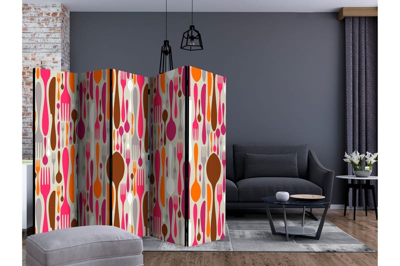 Rumsavdelare - Cutlery - pink and violet II 225x172 - Artgeist sp. z o. o. - Inredning & dekor - Dekor & inredningsdetaljer - Rumsavdelare