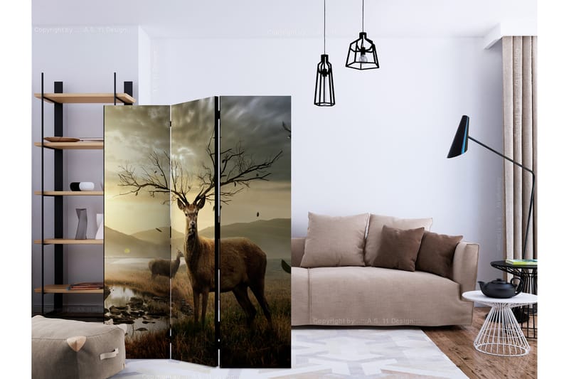 RUMSAVDELARE Deers by Mountain Stream 135x172 cm - Artgeist sp. z o. o. - Inredning & dekor - Dekor & inredningsdetaljer - Rumsavdelare