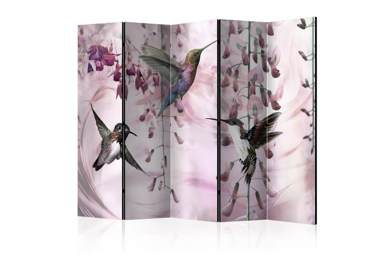 RUMSAVDELARE Flying Hummingbirds Pink II 225x172 cm - Artgeist sp. z o. o. - Rumsavdelare