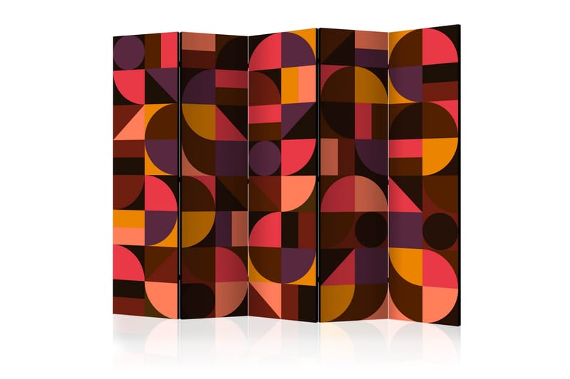 RUMSAVDELARE Geometric Mosaic Red II 225x172 cm - Artgeist sp. z o. o. - Rumsavdelare