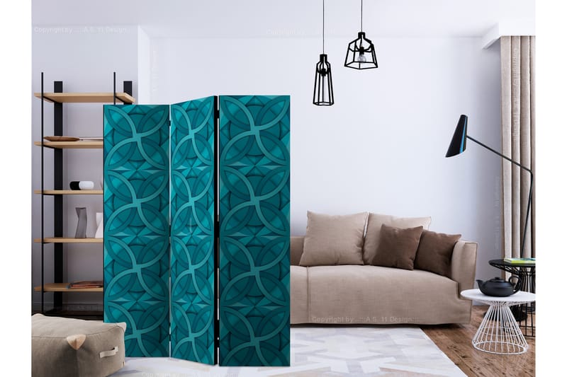 RUMSAVDELARE Geometric Turquoise 135x172 cm - Artgeist sp. z o. o. - Rumsavdelare