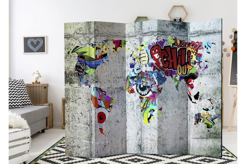 Rumsavdelare Graffiti World 225x172 - Artgeist sp. z o. o. - Inredning & dekor - Dekor & inredningsdetaljer - Rumsavdelare