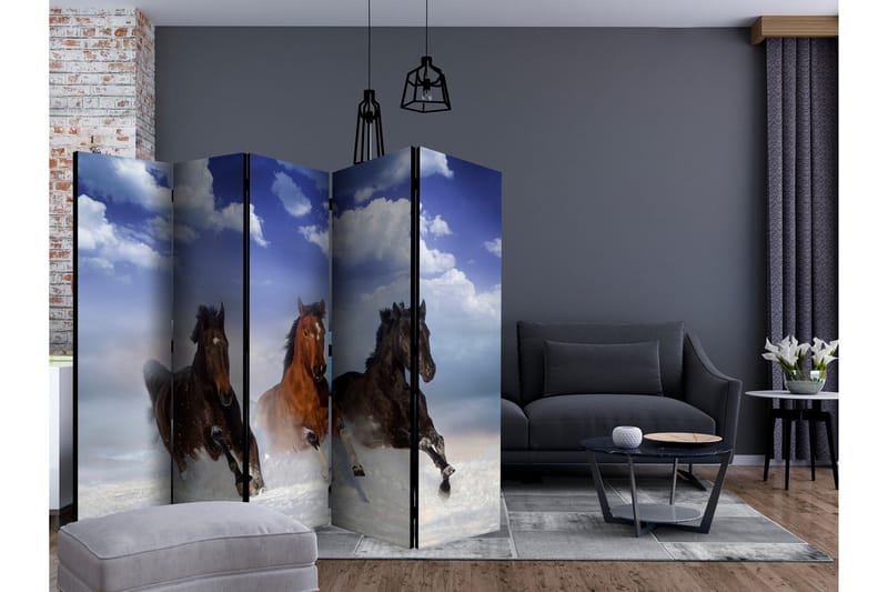 Rumsavdelare - Horses in the Snow II 225x172 - Artgeist sp. z o. o. - Inredning & dekor - Dekor & inredningsdetaljer - Rumsavdelare