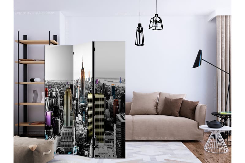 RUMSAVDELARE Iridescent Skyscrapers 135x172 cm - Artgeist sp. z o. o. - Inredning & dekor - Dekor & inredningsdetaljer - Rumsavdelare