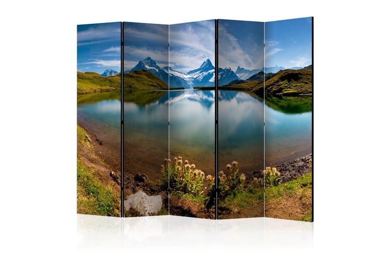 RUMSAVDELARE Lake with Mountain Reflection 225x172 cm - Artgeist sp. z o. o. - Rumsavdelare
