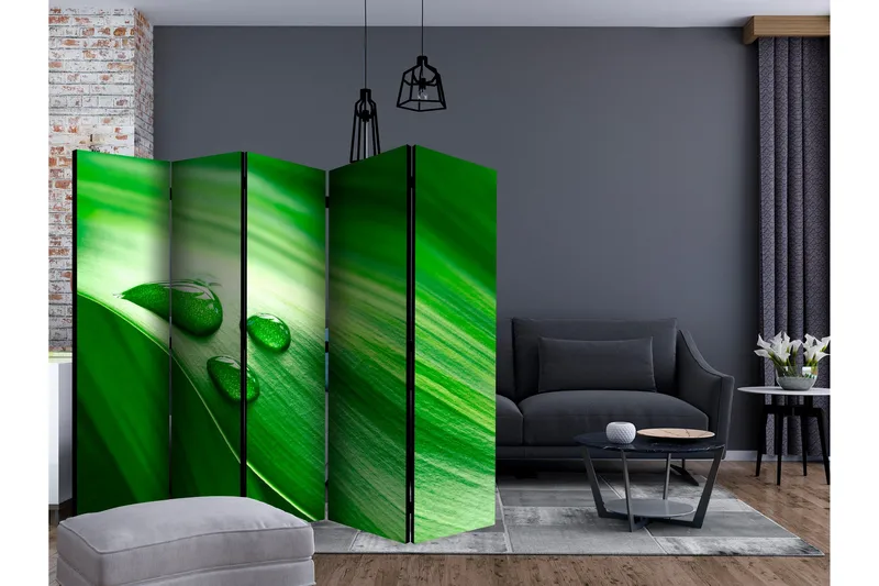 Rumsavdelare - Leaf and three drops of water II 225x172 - Artgeist sp. z o. o. - Inredning & dekor - Dekor & inredningsdetaljer - Rumsavdelare