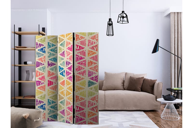 RUMSAVDELARE Letters and Triangles 135x172 cm - Artgeist sp. z o. o. - Inredning & dekor - Dekor & inredningsdetaljer - Rumsavdelare