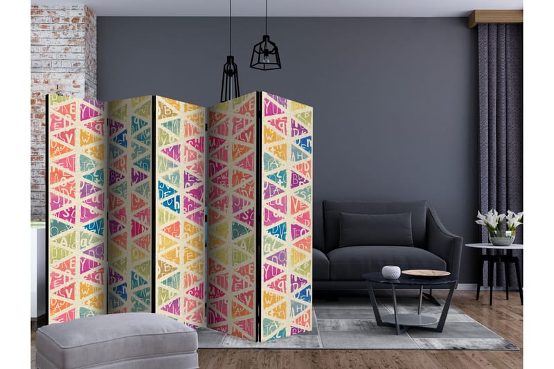 Rumsavdelare Letters and Triangles II 225x172 cm - Artgeist sp. z o. o. - Inredning & dekor - Dekor & inredningsdetaljer - Rumsavdelare
