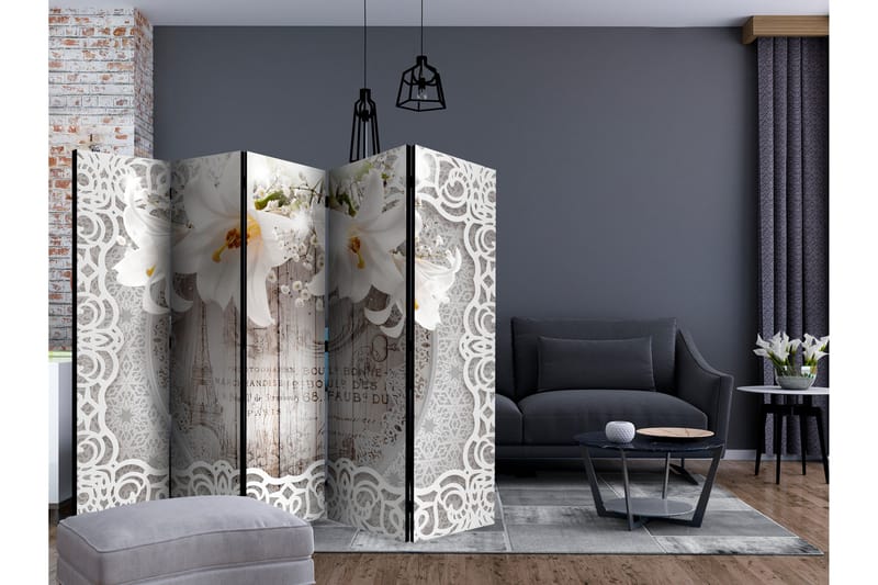 Rumsavdelare Lilies and Quilted Background II 225x172 cm - Artgeist sp. z o. o. - Inredning & dekor - Dekor & inredningsdetaljer - Rumsavdelare