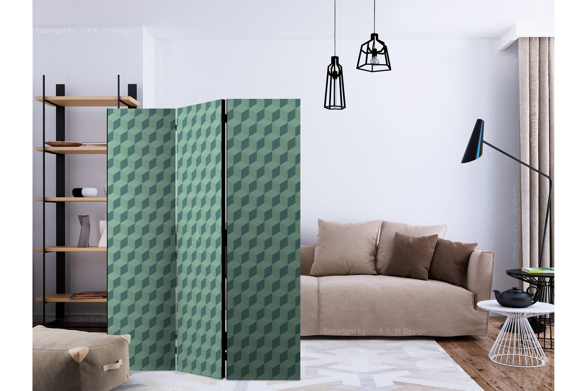 RUMSAVDELARE Monochromatic Cubes 135x172 cm - Artgeist sp. z o. o. - Inredning & dekor - Dekor & inredningsdetaljer - Rumsavdelare