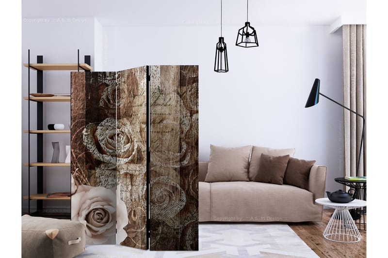 Rumsavdelare - Old Wood & Roses 135x172 - Artgeist sp. z o. o. - Inredning & dekor - Dekor & inredningsdetaljer - Rumsavdelare