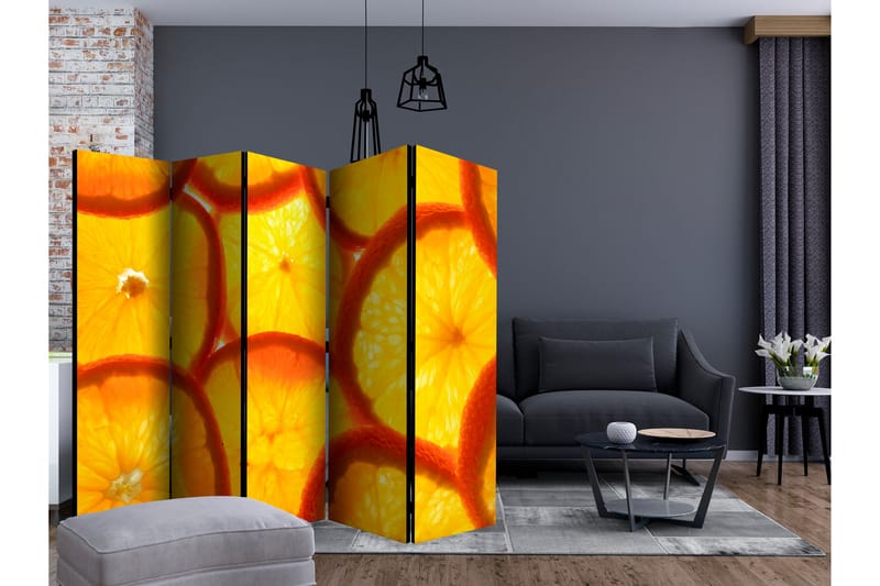 RUMSAVDELARE Orange Slices II 225x172 cm - Artgeist sp. z o. o. - Rumsavdelare