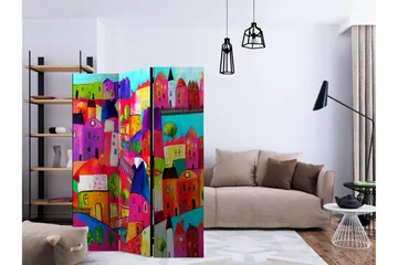Rumsavdelare Rainbow-Hued Town 135x172 cm - Artgeist sp. z o. o. - Inredning & dekor - Dekor & inredningsdetaljer - Rumsavdelare