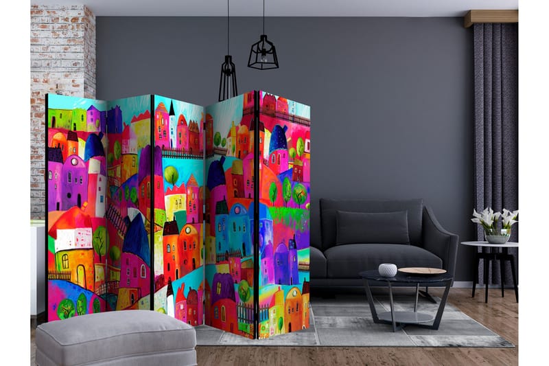 Rumsavdelare Rainbow-Hued Town II 225x172 cm - Artgeist sp. z o. o. - Inredning & dekor - Dekor & inredningsdetaljer - Rumsavdelare