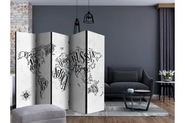 Rumsavdelare - Retro Continents (Grey) II 225x172 - Artgeist sp. z o. o. - Inredning & dekor - Dekor & inredningsdetaljer - Rumsavdelare