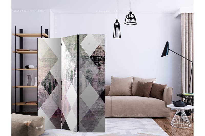 Rumsavdelare Rhombic Chessboard Pink 135x172 cm - Artgeist sp. z o. o. - Inredning & dekor - Dekor & inredningsdetaljer - Rumsavdelare