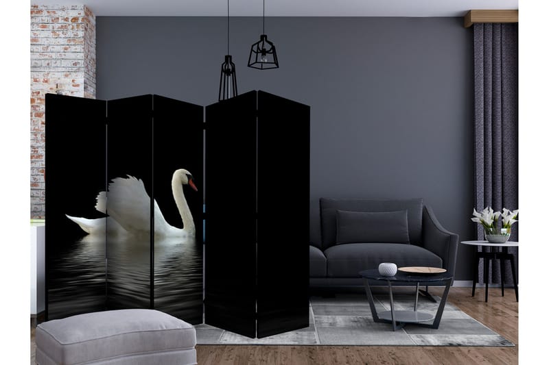 Rumsavdelare - swan (black and white) II 225x172 - Artgeist sp. z o. o. - Inredning & dekor - Dekor & inredningsdetaljer - Rumsavdelare