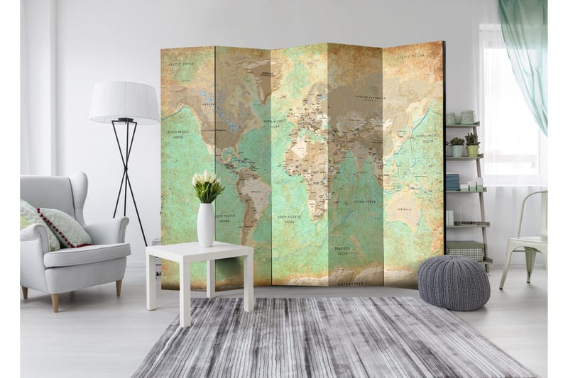 Rumsavdelare Turquoise World Map 225x172 - Artgeist sp. z o. o. - Inredning & dekor - Dekor & inredningsdetaljer - Rumsavdelare