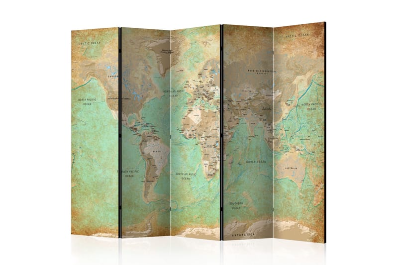 RUMSAVDELARE Turquoise World Map 225x172 - Artgeist sp. z o. o. - Inredning & dekor - Dekor & inredningsdetaljer - Rumsavdelare