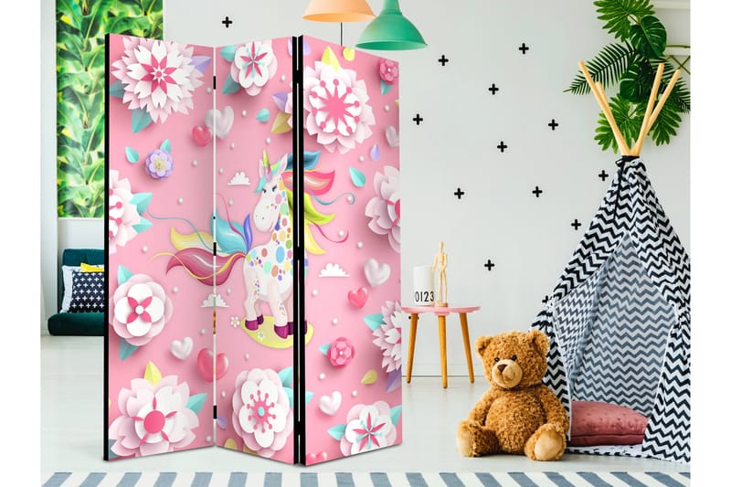 Rumsavdelare Unicorn on Flowerbed 135x172 cm - Artgeist sp. z o. o. - Inredning & dekor - Dekor & inredningsdetaljer - Rumsavdelare
