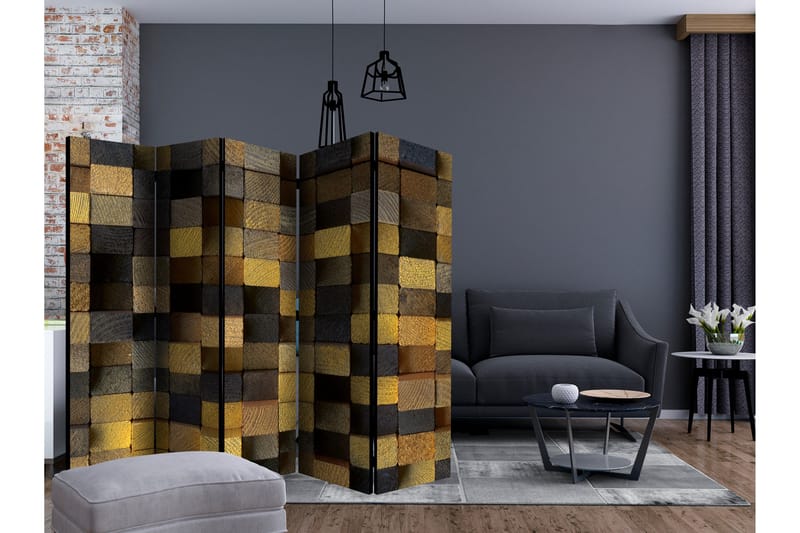 Rumsavdelare - Wooden cubes II 225x172 - Artgeist sp. z o. o. - Inredning & dekor - Dekor & inredningsdetaljer - Rumsavdelare