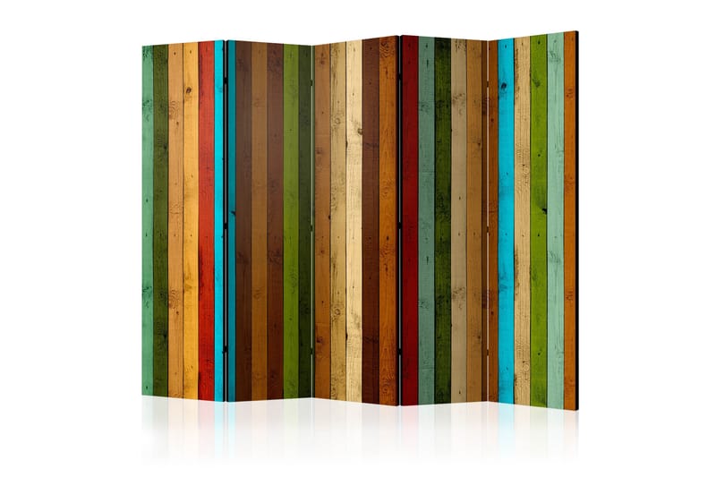 RUMSAVDELARE Wooden Rainbow II 225x172 cm - Artgeist sp. z o. o. - Rumsavdelare