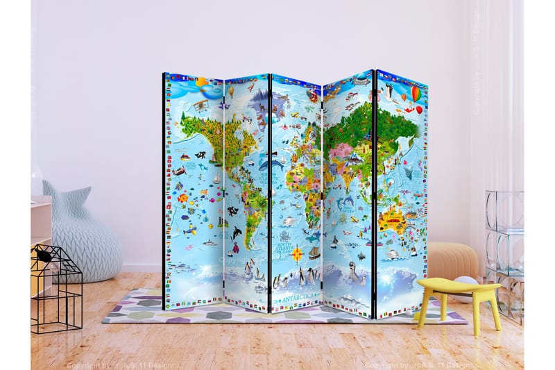 RUMSAVDELARE World Map For Kids 225x172 - Artgeist sp. z o. o. - Inredning & dekor - Dekor & inredningsdetaljer - Rumsavdelare