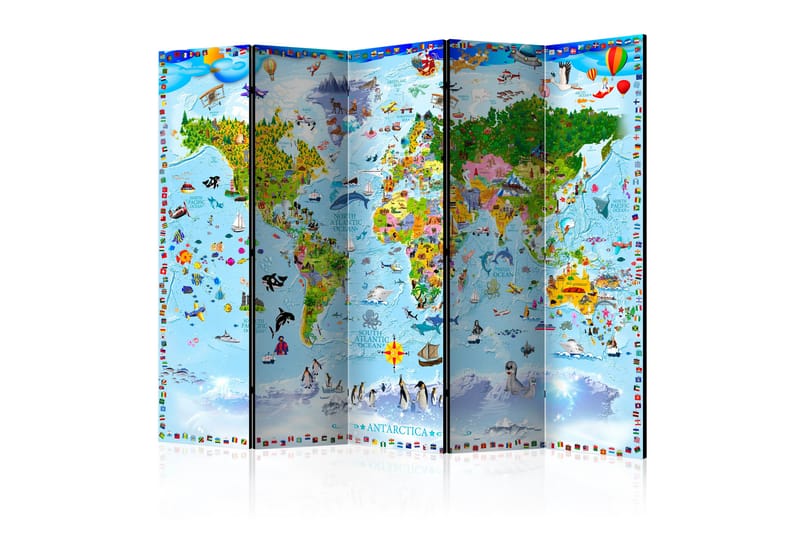 RUMSAVDELARE World Map For Kids 225x172 - Artgeist sp. z o. o. - Inredning & dekor - Dekor & inredningsdetaljer - Rumsavdelare