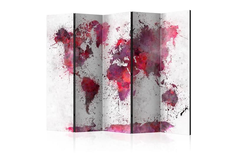 Rumsavdelare - World Map: Red Watercolors II 225x172, Artgeist sp. z o. o.