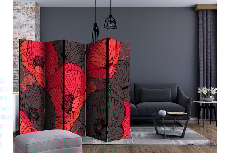 RUMSAVDELARE Pleated Poppies II 225x172 cm - Artgeist sp. z o. o. - Inredning & dekor - Dekor & inredningsdetaljer - Rumsavdelare