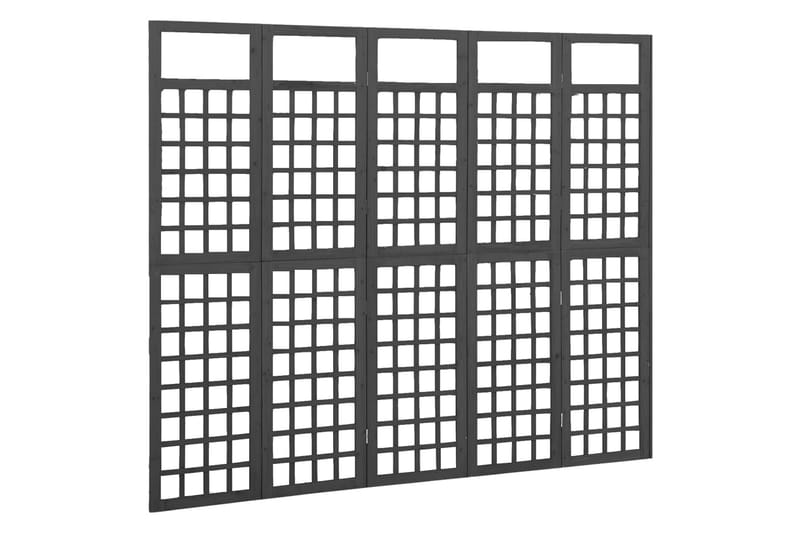 Rumsavdelare/Spaljé 5 paneler massiv gran svart 201,5x180 cm - Svart - Inredning & dekor - Dekor & inredningsdetaljer - Rumsavdelare
