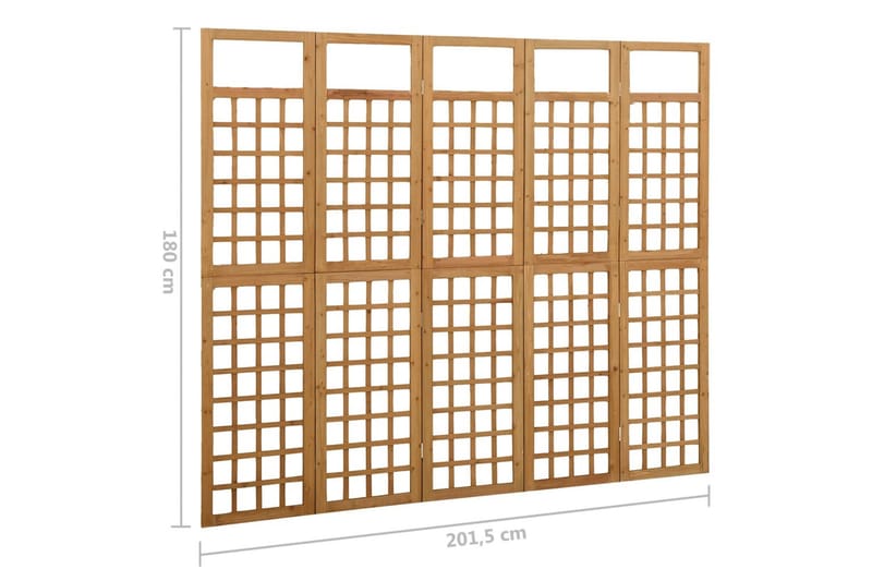 Rumsavdelare/Spaljé 5 paneler massiv gran 201,5x180 cm - Rumsavdelare