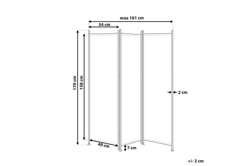 Skärmvägg 3 paneler 160 x 170 cm svart NARNI - Svart - Rumsavdelare