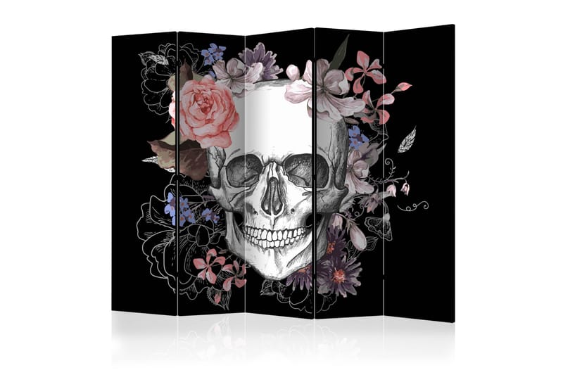 SKULL AND FLOWERS Rumsavdelare 225x172 cm - Artgeist sp. z o. o. - Rumsavdelare