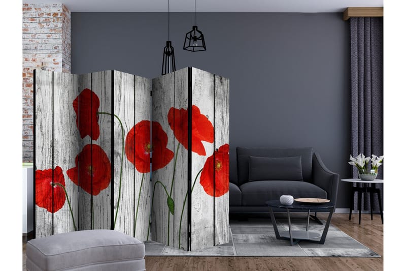 TALE OF RED POPPIES Rumsavdelare 225x172 cm - Artgeist sp. z o. o. - Inredning & dekor - Dekor & inredningsdetaljer - Rumsavdelare