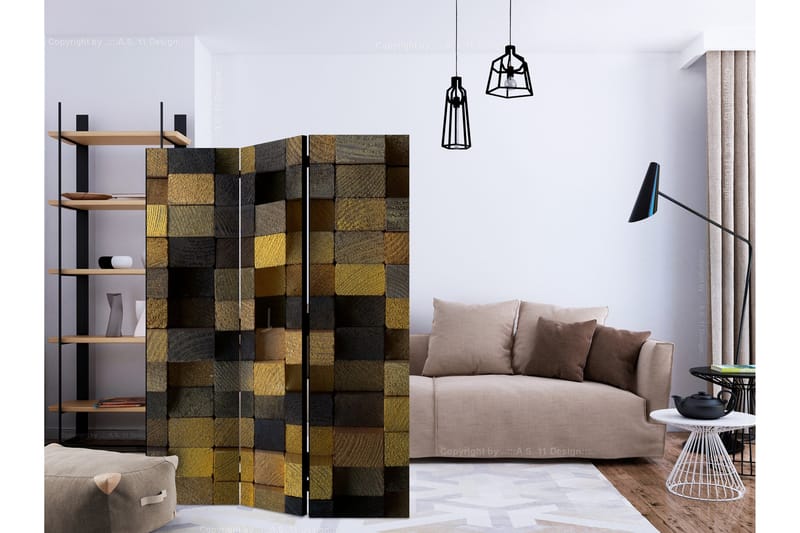 Rumsavdelare - Wooden cubes 135x172 - Artgeist sp. z o. o. - Inredning & dekor - Dekor & inredningsdetaljer - Rumsavdelare