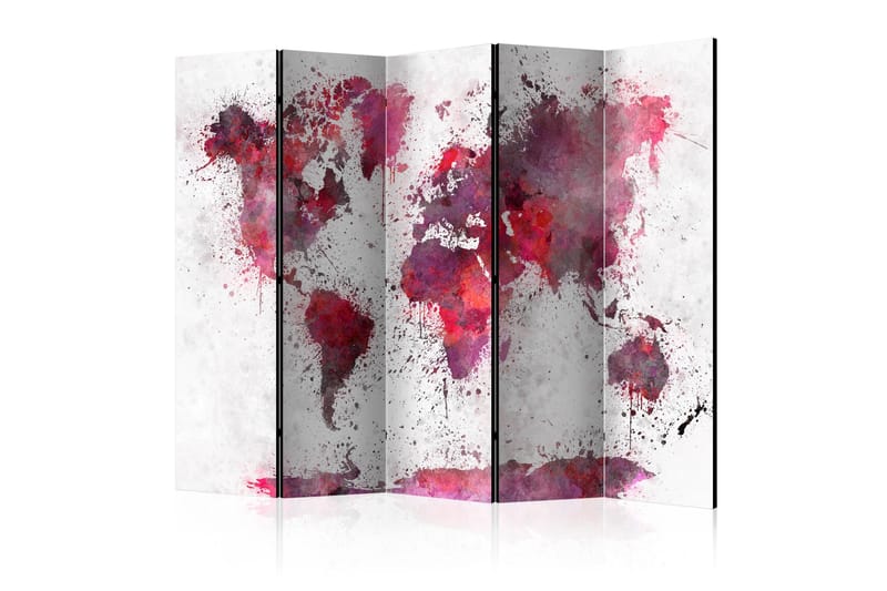 WORLD MAP RED WATERCOLORS Rumsavdelare 225x172 cm - Artgeist sp. z o. o. - Inredning & dekor - Dekor & inredningsdetaljer - Rumsavdelare