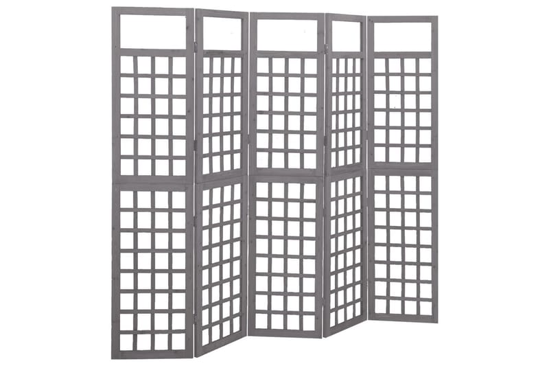 Rumsavdelare/Spaljé 5 paneler massiv furu grå 201,5x180 cm - Rumsavdelare