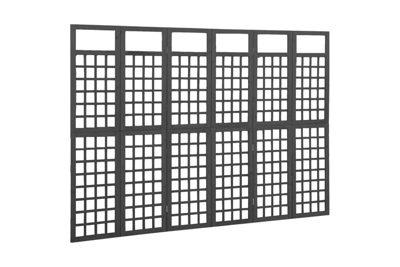 Rumsavdelare/Spaljé 6 paneler massiv gran svart 242,5x180 cm - Svart - Rumsavdelare