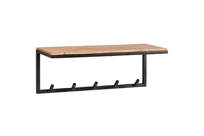 Vägghylla Wohnling Väggmonterad klädhängare i massivt trä och metall 70 cm industriell