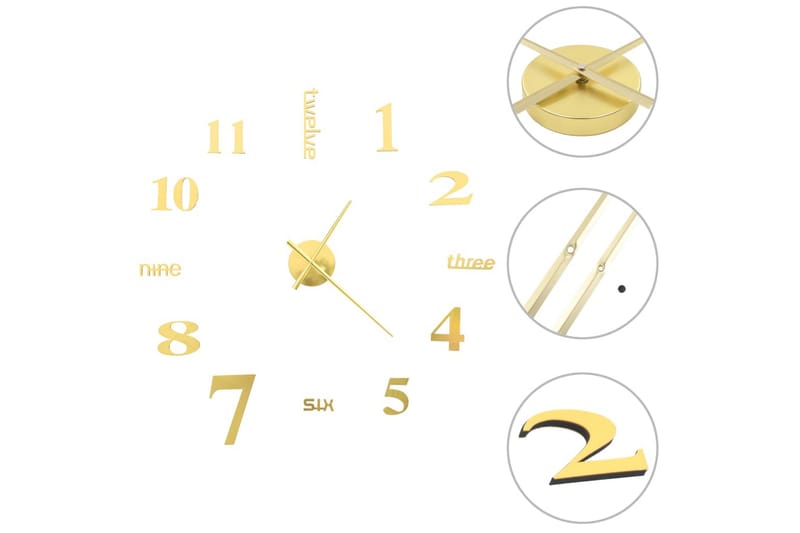 Väggklocka 3D modern design 100 cm XXL guld - Inredning & dekor - Dekor & inredningsdetaljer