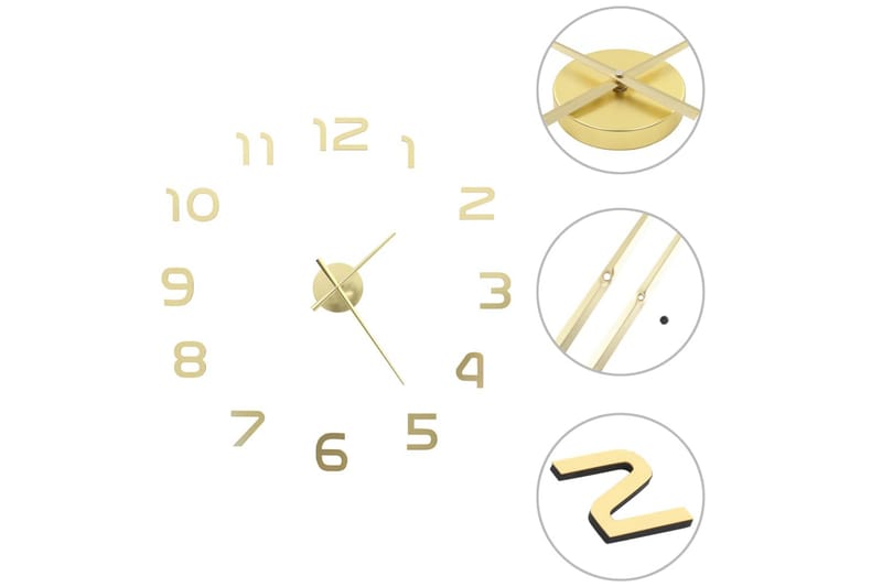 Väggklocka 3D modern design 100 cm XXL guld - Inredning & dekor - Dekor & inredningsdetaljer