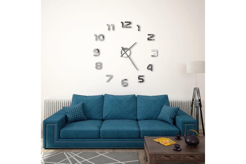 Väggklocka 3D modern design 100 cm XXL silver - Inredning & dekor - Dekor & inredningsdetaljer