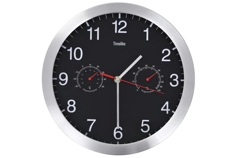 Väggklocka med Quartz-urverk hygro- och termometer 30 cm sva - Svart - Inredning & dekor - Dekor & inredningsdetaljer