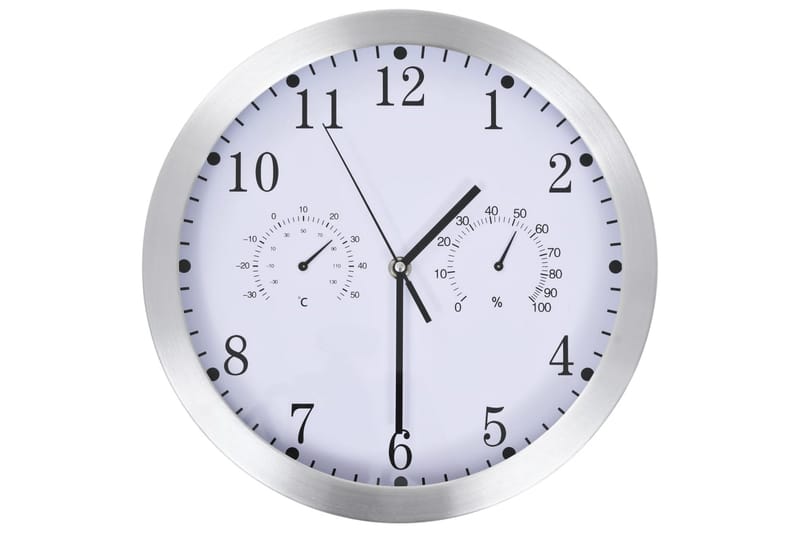 Väggklocka med Quartz-urverk hygro- och termometer 30 cm vit - Vit - Inredning & dekor - Dekor & inredningsdetaljer