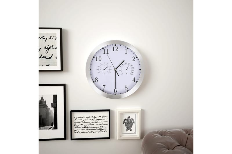 Väggklocka med Quartz-urverk hygro- och termometer 30 cm vit - Vit - Inredning & dekor - Dekor & inredningsdetaljer
