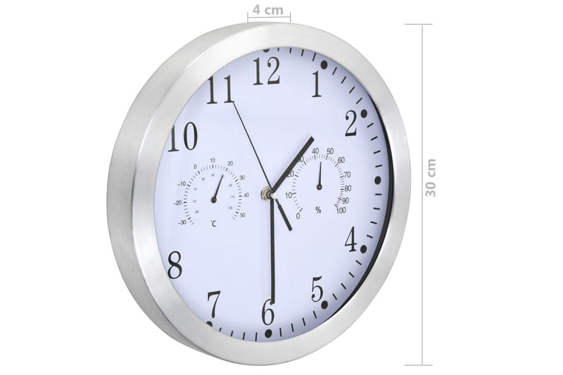 Väggklocka med Quartz-urverk hygro- och termometer 30 cm vit - Vit - Inredning & dekor - Dekor & inredningsdetaljer