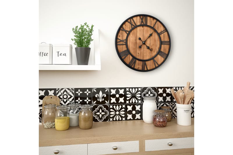 Väggklocka med Quartz-urverk trä och metall 60 cm XXL - Brun - Inredning & dekor - Dekor & inredningsdetaljer